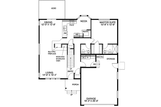 Floor Plan - Main Floor for Traditional House Plan #60-121 - 3 bed, 2.5 bath