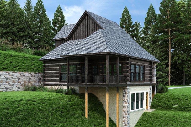 Architectural House Design - Exterior - Rear Elevation 1 for Log House Plan #45-602 - 3 bed, 2.5 bath