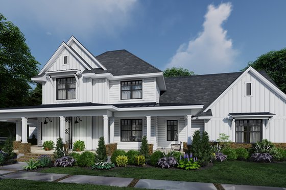 Exterior - Front Elevation 4 for Farmhouse House Plan #120-266 - 4 bed, 3.5 bath