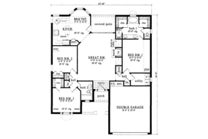 Floor Plan - Main Floor for Traditional House Plan #42-166 - 3 bed, 2 bath