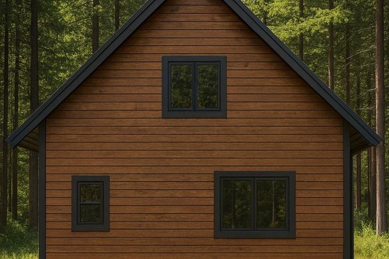 Exterior - Rear Elevation for Cabin House Plan #112-296 - 2 bed, 1 bath