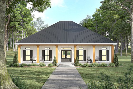Exterior - Front Elevation 3 for Farmhouse House Plan #44-240 - 3 bed, 2 bath