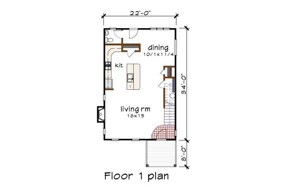 Floor Plan - Main Floor for Modern House Plan #79-293 - 3 bed, 2.5 bath