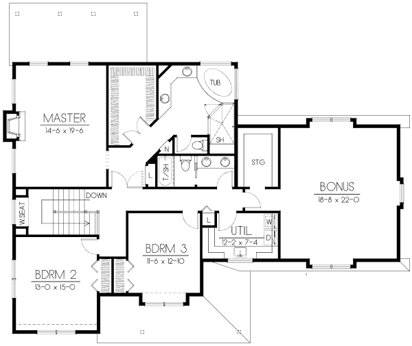 Bungalow Floor Plan - Upper Floor Plan #100-503