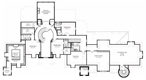 Architectural House Design - Mediterranean Floor Plan - Upper Floor Plan #119-414