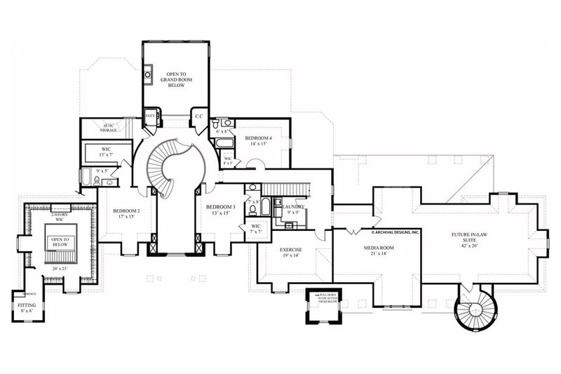 Home Plan - Floor Plan - Upper Floor for Mediterranean House Plan #119-414 - 4 bed, 4.5 bath