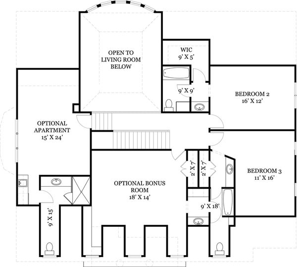House Design - Classical Floor Plan - Upper Floor Plan #119-155