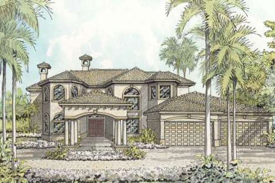 Exterior - Front Elevation for Mediterranean House Plan #420-180 - 5 bed, 5.5 bath