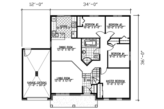 Floor Plan - Main Floor for European House Plan #138-193 - 4 bed, 1 bath