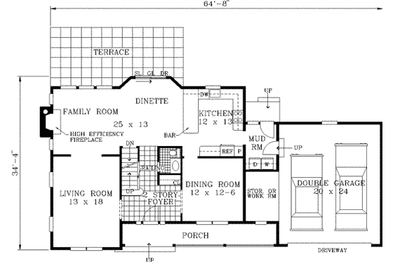 Floor Plan - Main Floor for Country House Plan #3-171 - 4 bed, 2.5 bath