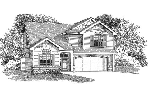 Exterior - Front Elevation for Craftsman House Plan #53-507 - 4 bed, 2.5 bath