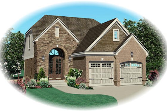 Exterior - Front Elevation for European House Plan #81-13777 - 3 bed, 2.5 bath