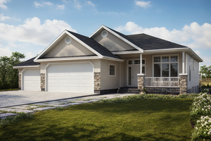 Exterior - Front Elevation 3 for Cottage House Plan #515-57 - 3 bed, 2 bath