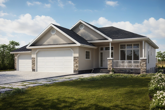 Exterior - Front Elevation 3 for Cottage House Plan #515-57 - 3 bed, 2 bath