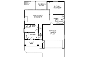 Floor Plan - Lower Floor for Traditional House Plan #18-272 - 3 bed, 2 bath