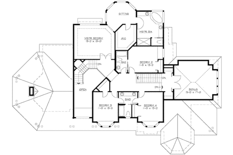 Dream House Plan - Floor Plan - Upper Floor for Craftsman House Plan #132-162 - 4 bed, 3.5 bath