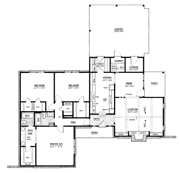 House Plan Design - Ranch Floor Plan - Main Floor Plan #36-374