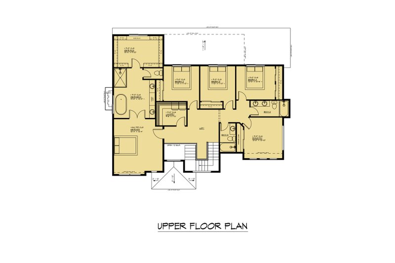 Architectural House Design - Floor Plan - Upper Floor for Prairie House Plan #1066-258 - 4 bed, 3.5 bath