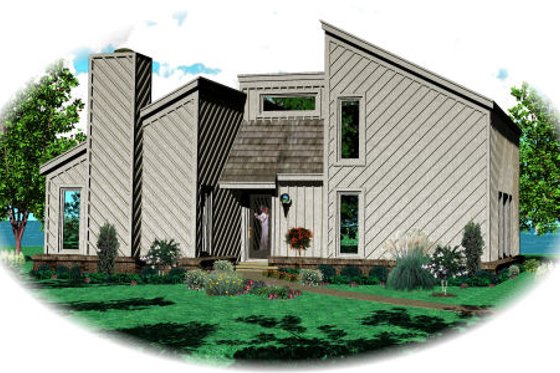 Exterior - Front Elevation House Plan #81-13861 - 3 bed, 2 bath