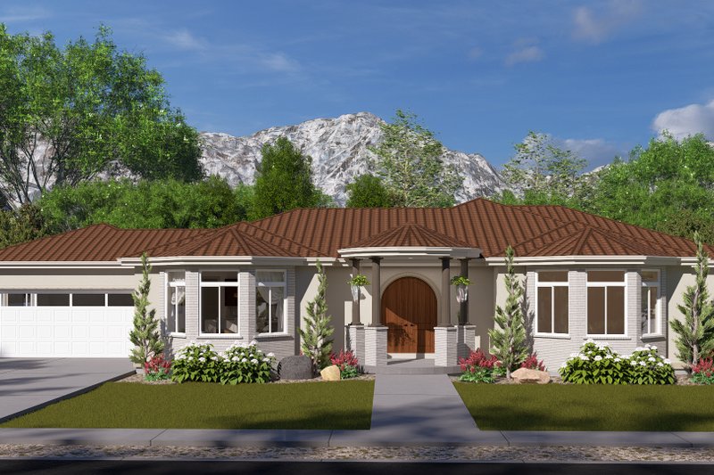 House Design - Mediterranean Exterior - Front Elevation Plan #1060-255