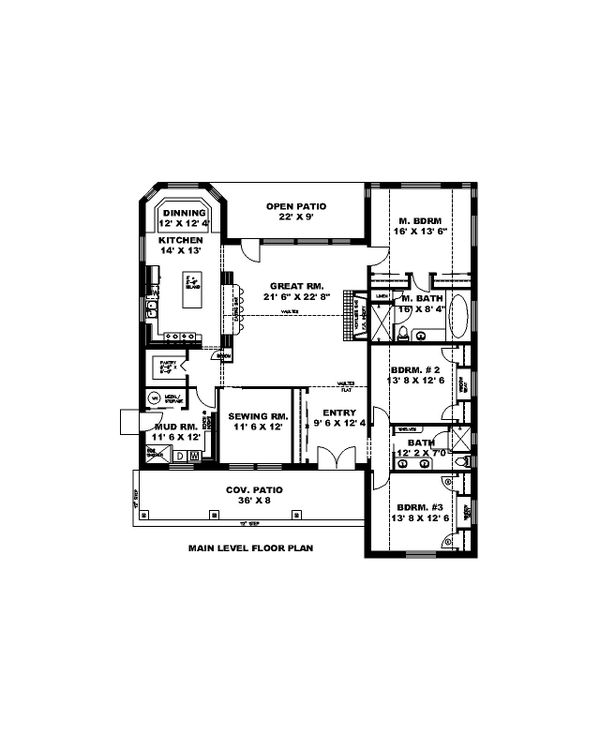Architectural House Design - Ranch Floor Plan - Main Floor Plan #117-906