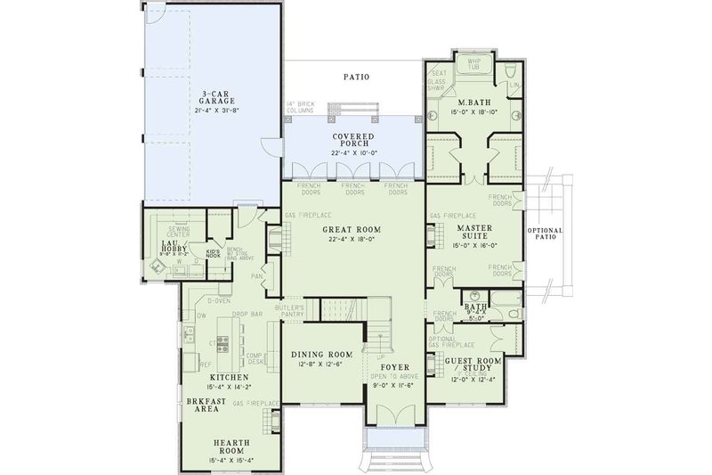 Home Plan - Floor Plan - Main Floor for Colonial House Plan #17-3271 - 5 bed, 4 bath