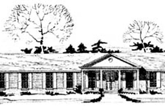 Exterior - Front Elevation for Ranch House Plan #10-145 - 3 bed, 2 bath