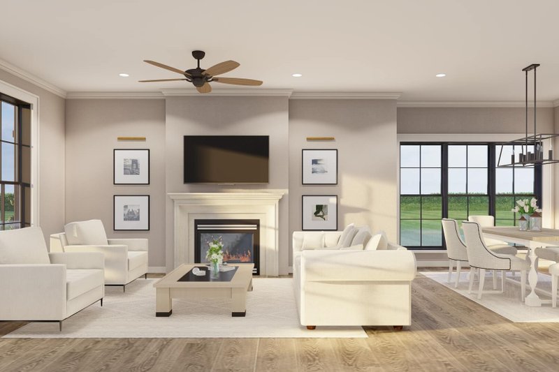 House Plan Design - Interior - Family Room 2 for European House Plan #17-2526 - 2 bed, 2.5 bath