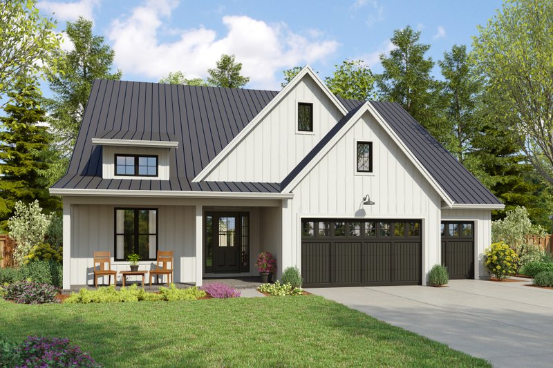 House Blueprint - Farmhouse Exterior - Front Elevation Plan #48-1089