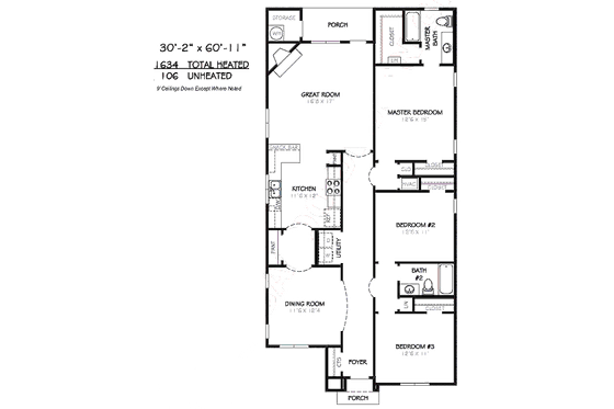 Floor Plan - Main Floor for Traditional House Plan #424-192 - 3 bed, 2 bath