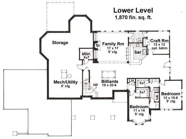 Country Floor Plan - Lower Floor Plan #51-548