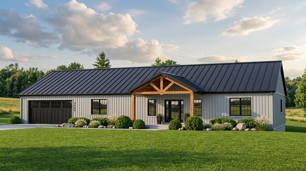 Exterior - Front Elevation 2 for Barndominium House Plan #1064-225 - 3 bed, 2 bath
