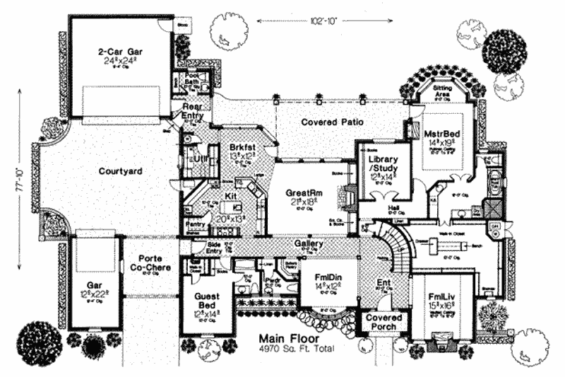 House Plan Design - Floor Plan - Main Floor for European House Plan #310-236 - 5 bed, 6.5 bath