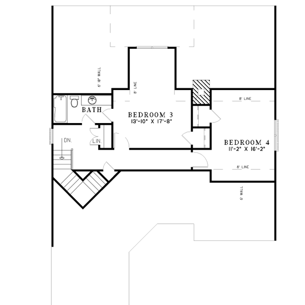 Traditional Floor Plan - Upper Floor Plan #17-211
