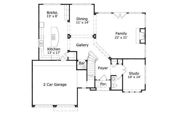 Floor Plan - Main Floor for Mediterranean House Plan #411-593 - 3 bed, 3.5 bath