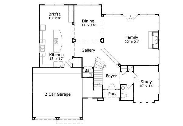 Mediterranean Floor Plan - Main Floor Plan #411-593