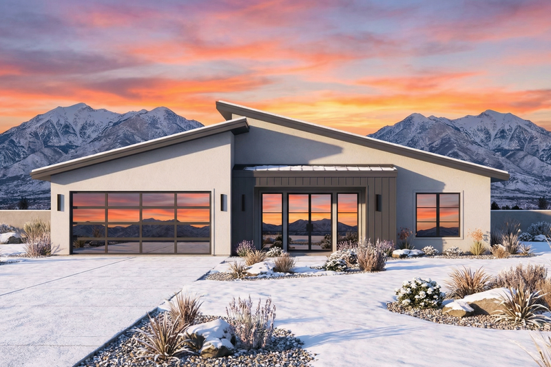 Home Plan - Exterior - Front Elevation 4 for Modern House Plan #1096-179 - 3 bed, 2 bath