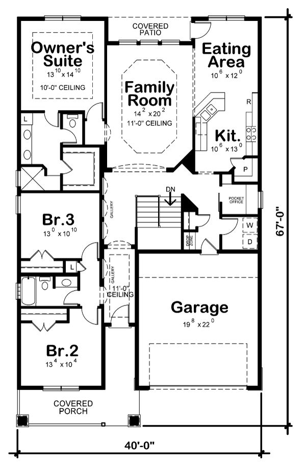 Home Plan - Craftsman Floor Plan - Main Floor Plan #20-2348