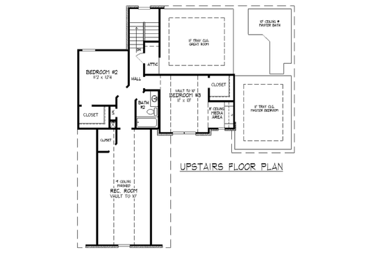 Floor Plan - Upper Floor for European House Plan #424-3 - 3 bed, 2.5 bath