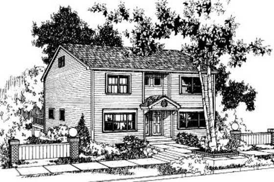 Exterior - Front Elevation for Traditional House Plan #303-425 - 2 bed, 1.5 bath