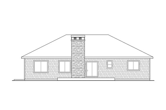 Exterior - Rear Elevation for Ranch House Plan #124-1048 - 3 bed, 2 bath