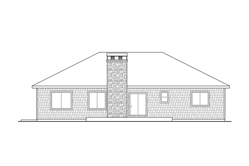 Architectural House Design - Exterior - Rear Elevation for Ranch House Plan #124-1048 - 3 bed, 2 bath