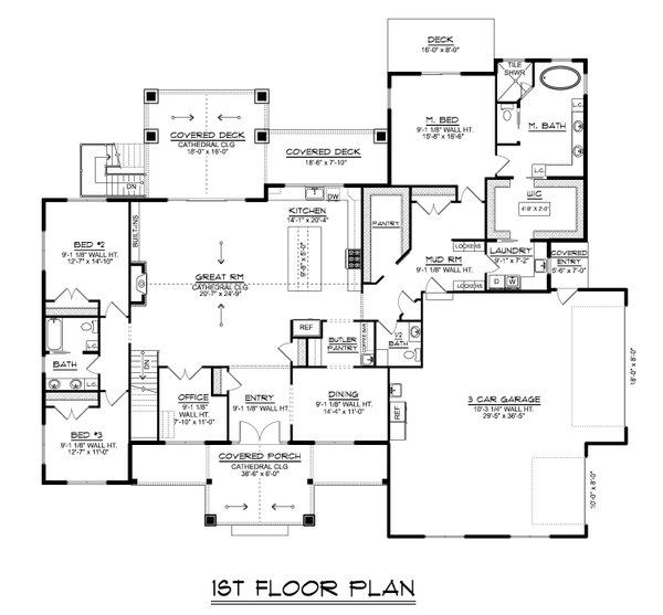 House Blueprint - Traditional Floor Plan - Main Floor Plan #1064-425
