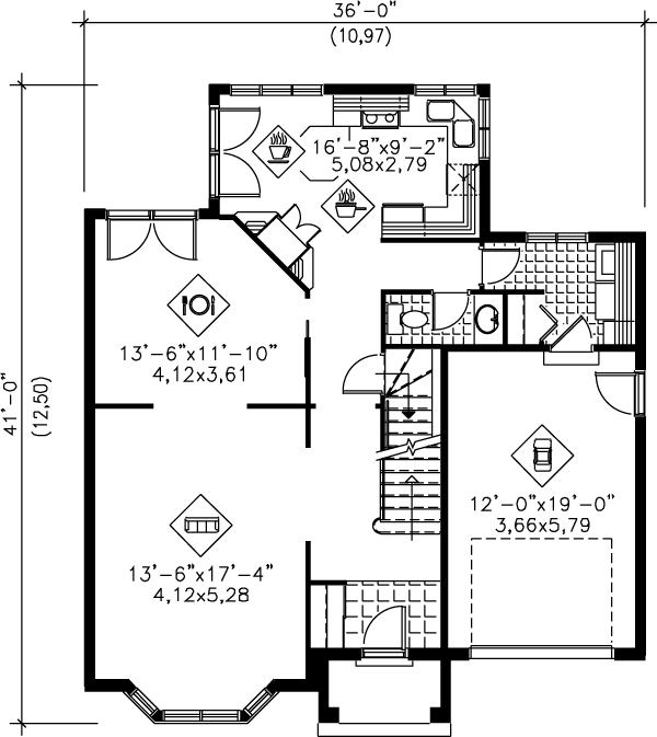 European Floor Plan - Main Floor Plan #25-2257
