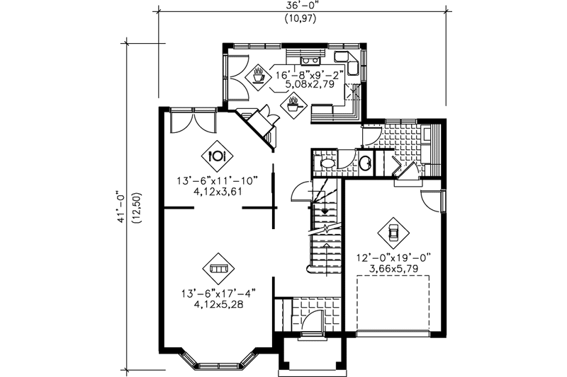 Dream House Plan - Floor Plan - Main Floor for European House Plan #25-2257 - 3 bed, 2.5 bath