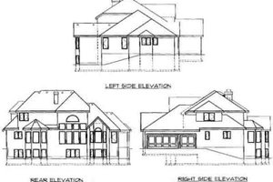 Exterior - Rear Elevation for European House Plan #67-310 - 4 bed, 5 bath
