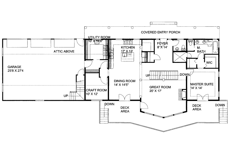 House Plan Design - Floor Plan - Main Floor for Bungalow House Plan #117-722 - 3 bed, 2.5 bath