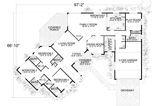 Floor Plan - Main Floor for Mediterranean House Plan #420-158 - 4 bed, 6.5 bath