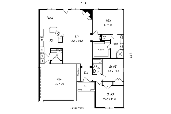 Floor Plan - Main Floor for Traditional House Plan #329-227 - 3 bed, 2 bath