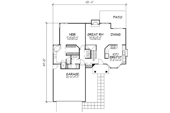 Floor Plan - Main Floor for Mediterranean House Plan #320-435 - 2 bed, 2.5 bath